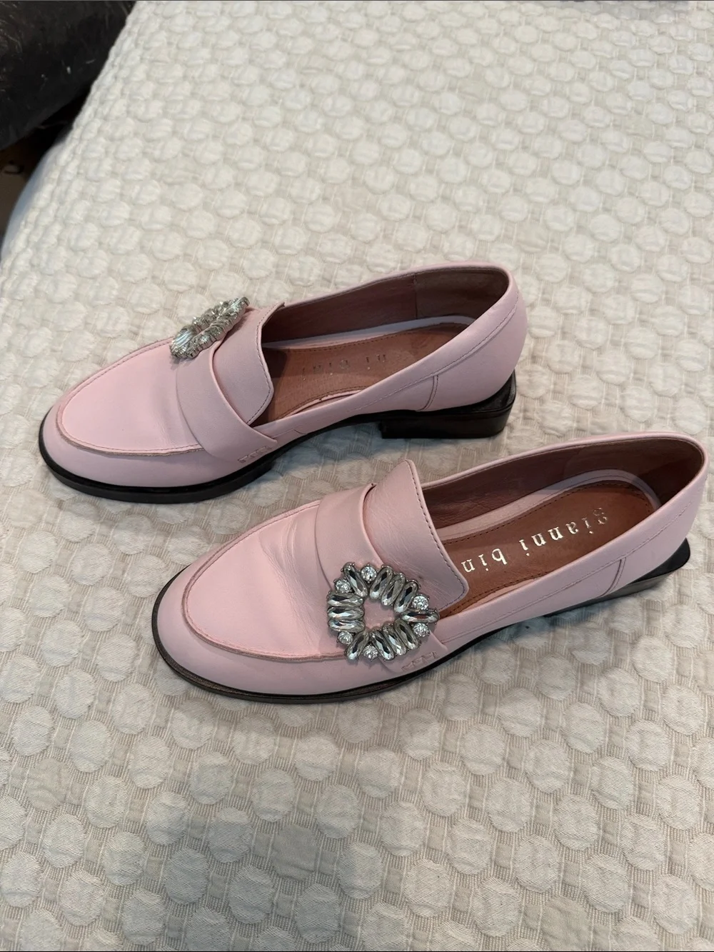 Gianni Bini Blush Pink Crystal-Embellished Loafers
